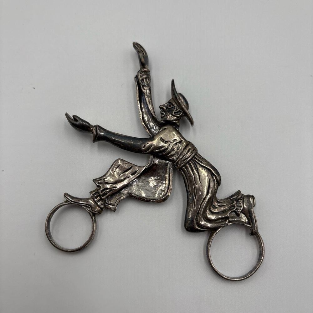Pair Of German 800 Silver Sugar Tongs Man Riding A Bike Clapping Hands - Picture 3 of 5